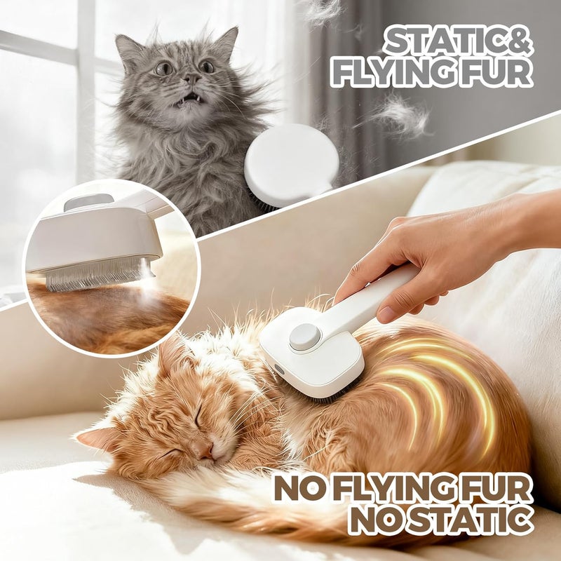Doffur Cat Steam Brush for Dogs and Cats - Dog Steam Grooming Rechargeable Brush for Shedding Control - Self Cleaning Spay Comb with Mist and 2 Mins Timer for Long & Short Haired Pets - Image 2